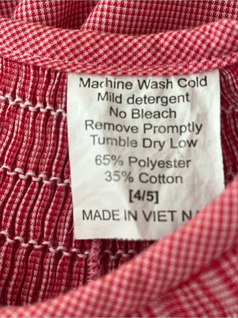 Girls' Red Gingham Smocked Bishop Dress FAIRIES size 4-5